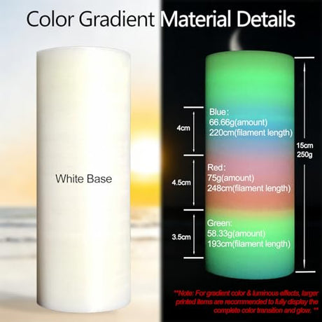 Glow in the Dark Gradient Rainbow 1.75mm PLA Filament, Luminous Rainbow Vibrant Bright 3D Printer Filament, 0.25kg 250g Small Spool 3D Printing PLA Filament Rod Toksen3D