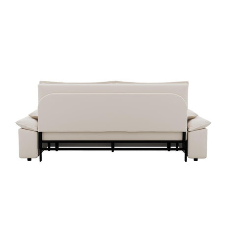 UPYOOE 70.1" Futon Sofa Bed Queen Size, Pull Out Bed, 3-in-1 Convertible Sleeper Sofa with 2 Soft Pillows, Modern Velvet Futon Couch for Living Room, Small Space, Apartment, Bedroom, Beige UPYOOE