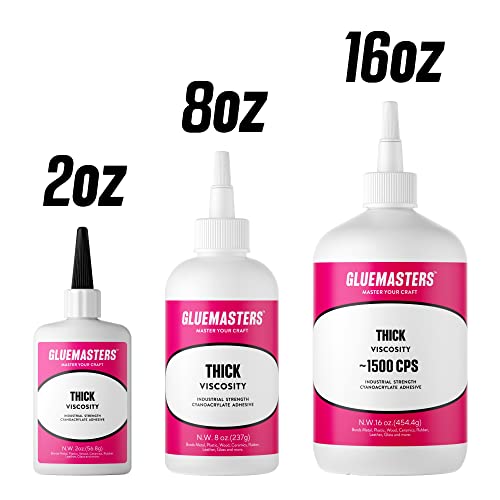 Professional Grade Cyanoacrylate (CA) Super Glue by GLUE MASTERS - 56 Grams - Thick Viscosity Adhesive for Plastic, Wood & DIY Crafts GLUE MASTERS