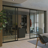 Doors 55 Glass Partition Wall & 4 Panel Room Divider - Perfect Wall Divider for Room Separation (Clear Glass, 120x80) Doors55