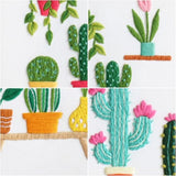 Louise Maelys 3 Sets Cactus Embroidery Kits for Beginners,Cross Stitch Kit for Adults,Crewel Starters Needlepoint with Plants Pattern, Hoop and Instruction