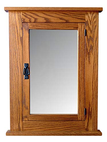 24" W x 33" H Solid Oak Mission Recessed Medicine Cabinet/Solid Wood & Handmade - WoodArtSupply