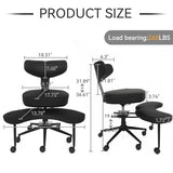 ELECWISH Meditation Chair, ADHD Chair for Adults with Wing Back Support, Criss Cross Kneeling Yoga Desk Office Use with Wheels, Height Adjustable seat and Leg Rest, Black ELECWISH