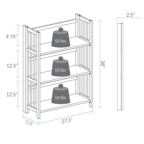 Casual Home 3-Shelf Stackable 27.5" Wide-Chestnut fold Bookcase - WoodArtSupply