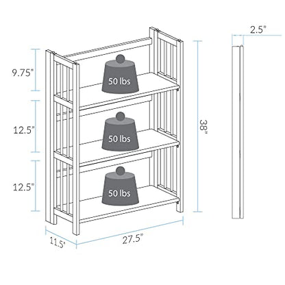 Casual Home 3-Shelf Stackable 27.5" Wide-Chestnut fold Bookcase - WoodArtSupply