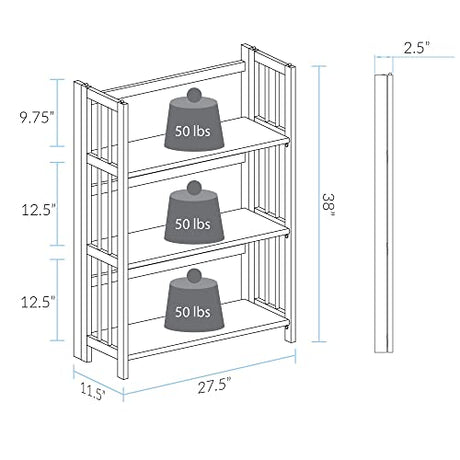 Casual Home 3-Shelf Stackable 27.5" Wide-Chestnut fold Bookcase Casual Home