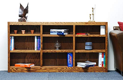 36" Triple Wide Wood Bookcase with 9 Shelves in Dry Oak Finish - Adjustable & Fixed Storage by Concepts In Wood - WoodArtSupply