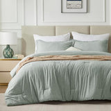 CozyLux Twin/Twin XL Comforter Set Dorm Bedding - 2 Pieces Sage Green Twin Extra Long Soft Luxury Cationic Dyeing Comforter for College, Breathable Boho Bed Sets with 1 Comforter and 1 Pillow Sham CozyLux