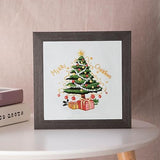 Esffaci Embroidery Starter Kit for Adult Beginner with Xmas Tree Pattern Stamped Cross Stitch Set with Embroidery Cloth Hoop Needle Threader Embroidery Floss and Instruction