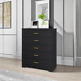 Panana Dresser for Bedroom with 4/5 Drawers, Wooden Chest of Drawers, Storage Organizer Unit Dressers for Bedroom, Living Room, Hallway, Nursery (Black, 5 Drawer) Panana