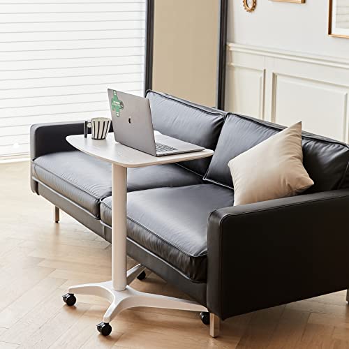 HAOOAH 47" Mobile Standing Desk(26" W*19.3" D), Adjustable Height Laptop Desk, Pneumatic Desk with Gas Spring Riser, Podium for Home, Office，Classroom，Medical, (29" to 46.9" H) (White) HAOOAH