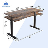 BUNOEM Dual Motor 63x30 Height Adjustable Electric Standing Desk,Height Stand Up Computer Desk,Sit and Stand Home Office Desk with Splice Board,(Rustic Brown Top, Black Frame) BUNOEM