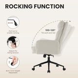 IWMH High-Back Home Office Chair,Upholstered Desk Chair with Armrests,Height Adjustable Armchair with Wheels, Swivel Office Desk Chair, Ergonomic Computer Task Chair, Leisure Armchair Cashmere(White) IWMH