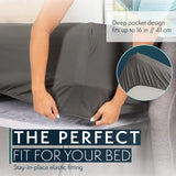 HC COLLECTION Bed Sheets Set King with 2 Pillowcases, Hotel Luxury Platinum 1800 Series Brushed Microfiber Sheet w/Deep Pocket, Ultra Soft Lightweight 4 Pcs Linen Bedding for Hot Sleepers, Gray HC COLLECTION
