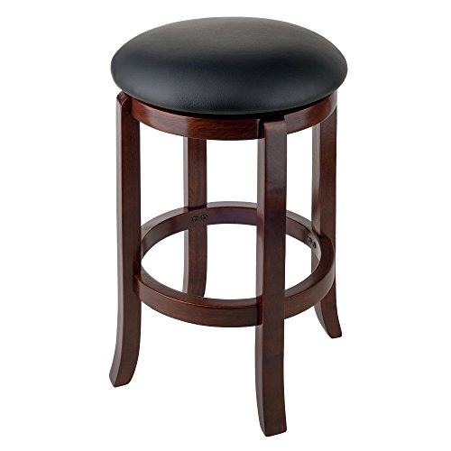 Winsome Walcott Swivel Bar Stool, 24", Walnut - WoodArtSupply