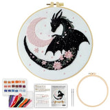 JOZYSH Black Dragon Handmade DIY Embroidery kit,Suitable for Adult Beginners,Includes Embroidery Cloth, Instructions, Embroidery Frame and Needle and Thread, Suitable for Holiday Gifts (Dragon)