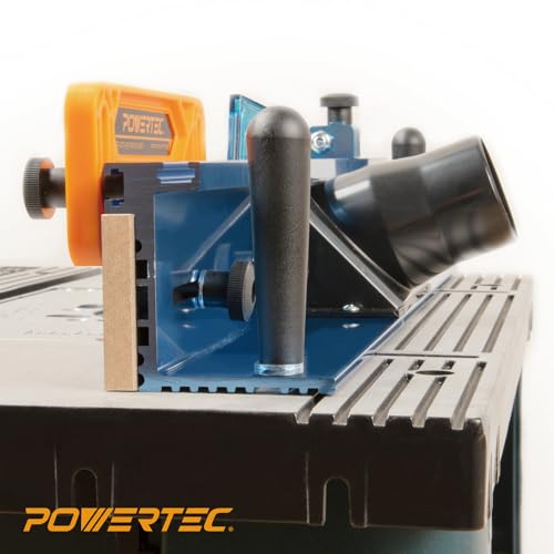 POWERTEC Router Table Fence System 3-3/8" Tall 24" Long w/Rail Coping Sled, Cutting Rail for End Grain Cutting Profiles. Ideal for Cabinet Door, Drawer Fronts for Woodworking Tools Jigs (71975) POWERTEC
