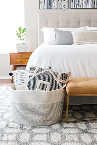 Little Hippo Baskets XXXL Large Cotton Rope 22"x22"x14" Storage Woven Blanket Living Room Toy Basket for Organizing, Baby Gift, Kids Organizer Little Hippo