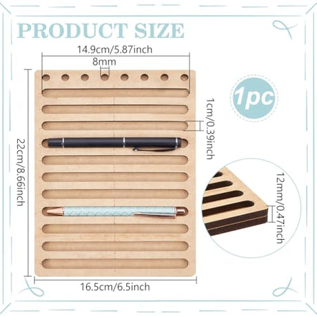 BENECREAT 11 Slot Ink Pen Jig for Laser Engraving, 6.5x8.6inch MDF Ink Pen Holder, Creative Pen Maker Fixing Jig for Customs Engravers, 5.8x0.4inch Inner Diameter BENECREAT