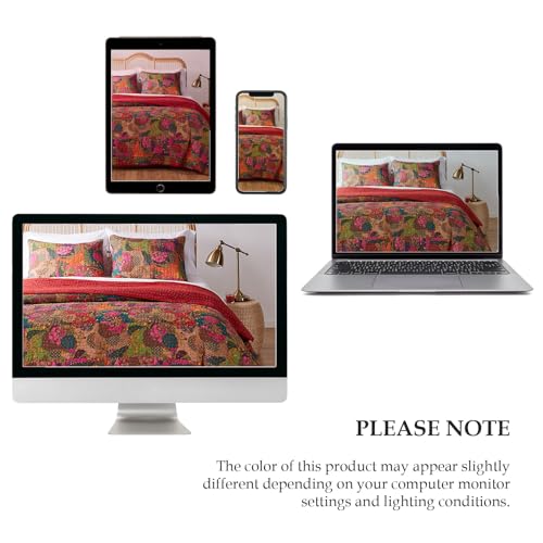 Greenland Home 3-Piece Jewel Quilt Set, King, Multicolor, Red Greenland Home Fashions