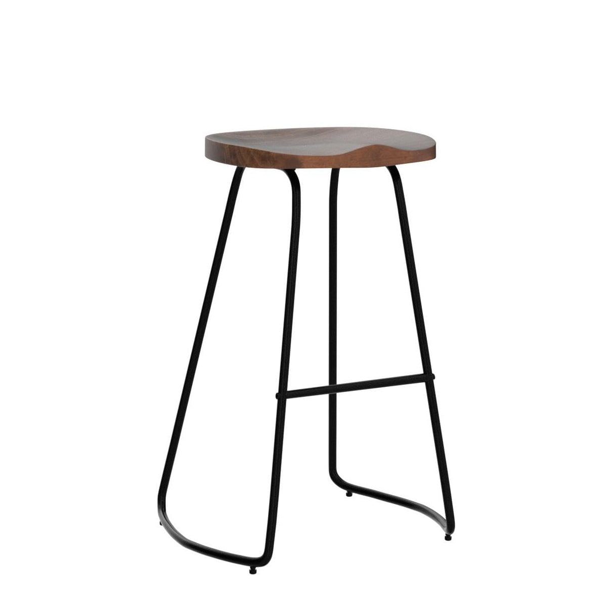 HeuGah Bar Stools Set of 3, Solid Wood Counter Height Bar Stools 30 Inch Saddle Seat Barstool Rustic Tall Bar Height Stool for Kitchen Island with Metal Leg (Walnut, 3 PCS 30Inch Barstool) HeuGah