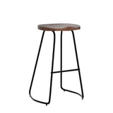 HeuGah Bar Stools Set of 3, Solid Wood Counter Height Bar Stools 30 Inch Saddle Seat Barstool Rustic Tall Bar Height Stool for Kitchen Island with Metal Leg (Walnut, 3 PCS 30Inch Barstool) HeuGah