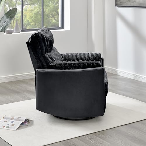 Roundhill Furniture Bocaton Wide Wale Corduroy Upholstery Manual Recliner, Black Roundhill Furniture