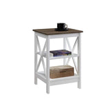 Convenience Concepts Oxford End Table 15.75" - Modern Living Room Table with Storage Shelves, Transitional Nightstand Side Table for Home Decor and Display, Driftwood/White Convenience Concepts