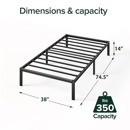 Zinus 14 Inch Elias Metal Platform Bed Frame, Steel Support, No Box Spring Needed, Easy Assembly, Twin Zinus