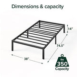 Zinus 14 Inch Elias Metal Platform Bed Frame, Steel Support, No Box Spring Needed, Easy Assembly, Twin Zinus