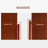 AISUNDY Swivel Adjustable Full Length Mirror on Wheels, Pine Wood Frame Cheval Bedroom Floor Mirror Dressing Mirror Body Mirror with Standing Holder (Brown, 65"x22") AISUNDY