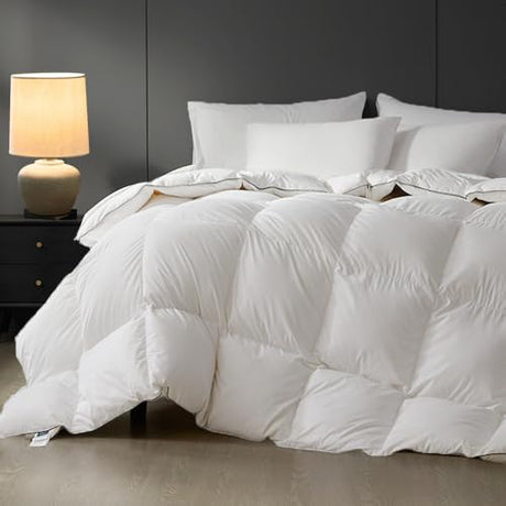 sleeprove King Size Down Comforter,All-Season Duvet Insert with 8 Loops,Noiseless Luxury Comforter,White,106x90 inches sleeprove