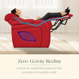 Seatcraft Virtuoso LT Zero-Gravity HeatZero Italian Leather Home Theater Seating, Heat & Massage, Power Headrest, Power Recline, Single Recliner, Red