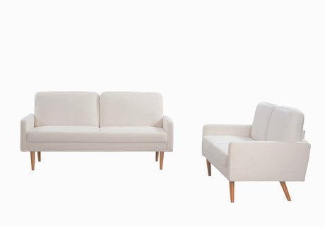 Kent 2 Piece Velvet Sofa and Loveseat Set, European Style with Modern & Vintage Flair, Upholstered 5 Seater Couch, Chic Living Room Furniture Seating for Home, Apartment or Office, Ivory Container Furniture Direct