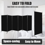 Room Divider-Folding Privacy Screens, 6 ft Partition Room Dividers Wall for Separation, Home, Office, Classroom, Studio (Black, 6 Panel) Grezone