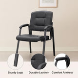 Naomi Home Faux Leather Stackable Office Guest Chairs – Reception Chairs with Armrests for Lobby, Clinic, Medical Waiting Room or Conference Room Seating - Black, Set of 6 Naomi Home