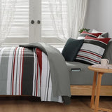 Monbix Queen Comforter Set - 7 Pieces Bed in a Bag Queen, Red and Black-Stripe Bedding Sets, All Seasons Comforter Bed Set with Sheets, Pillowcases & Shams Monbix