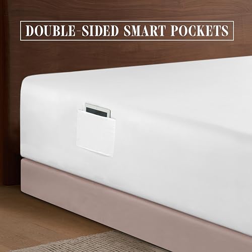 Elegant Comfort 1500 Premium Hotel Quality 18-24 Inches Deep - Extra Deep Pocket Single Fitted Sheet for High Mattress, Luxury and Softest, Smart Pocket - Wrinkle Free, Twin/Twin XL, White Elegant Comfort