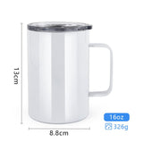 AGH 16oz Sublimation Mugs with Handle, 304 Stainless Steel Sublimation Coffee Mug with Splash-proof Lid, Vacuum Insulated Travel Beer Tea Mug Compatible with Cricut Mug Press, 4 Pack AGH