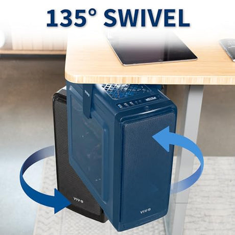 VIVO Under Desk and Wall 8.3 to 13 inch Wide Office and Gaming PC Mount, Large Computer Case CPU Machine Holder with Swivel and Locking, Holds 44 lbs, Black, MOUNT-PC01L VIVO