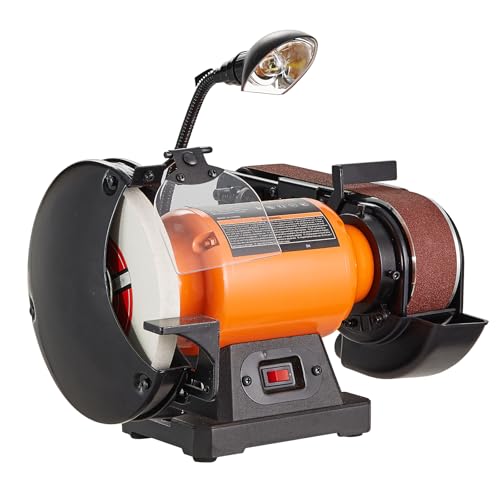 VEVOR 8 Inch Bench Grinder, Bench Grinder Sander with 2 x28 Inch Belt Sander Combo and 2.5A Induction Motor for Metalworking Sharpening Grinding VEVOR