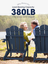 KINGYES Folding Adjustable Adirondack Chair, HDPE Reclining Adirondack Chair with Cup Holder, All Weather Use Oversize Adirondack Outdoor Chair, Blue KINGYES