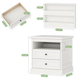 Gyfimoie Nightstand with Side Drawer, Night Stand, End Table with Hidden Storage Space, Bedside Table with Open Shelf, 2 Drawers Dresser for Bedroom, Living Room, Closet (White) Gyfimoie