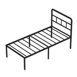 DiaOutro Twin Bed Frames with Headboard 18 Inch, Metal Platform No Box Spring Needed Heavy Duty Steel Slat Mattress Foundation/Easy Assembly/Noise Free/Black DiaOutro