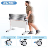 HSHBDDM Folding Conference Table with Flip-Top Design, Locking Wheels & Sturdy Metal Frame, Modular Training Desk for Office, Meeting Room, Classroom & Home Workspace HSHBDDM