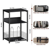 LELELINKY Large Black Record Player Stand, 3 Tier Big End Table with Vinyl Storage Up to 130 Albums, Turntable Stand, Industrial Printer Tables, Modern Side Tables for Living Room, Bedroom, Office LELELINKY