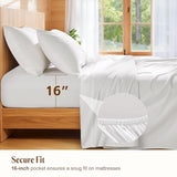 SONORO KATE 100% Egyptian Cotton Sheets, 1800 Thread Count — Sateen Weave Sheets Set, Ultra Soft & Breathable, Luxury 5-Star Hotel Quality Sheets, 16" Deep Pocket, 4-Piece (White,King) SONORO KATE