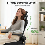 Office Chair Ergonomic Desk Chair, 330LBS Capacity, High Back Computer Chair for Long Hours Comfortable, Rolling Swivel Executive Task Chair for Home Office with Flip-up Armrests, Black Synorla
