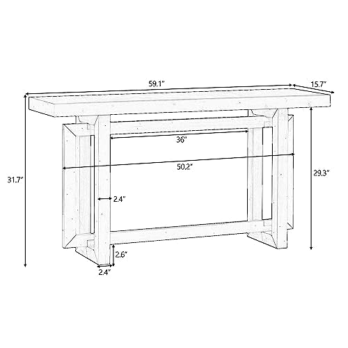 Modern Minimalist Console Table 59-Inch Long Wood Accent Entry Sofa Table for Living Room Entryway Hallway (Gray) Amposei