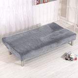Thick Plush Futon Cover Stretch Armless Sofa Bed Slipcover Soft Couch Sofa Cover Futon Slipcover (Silver Gray) Sokamore